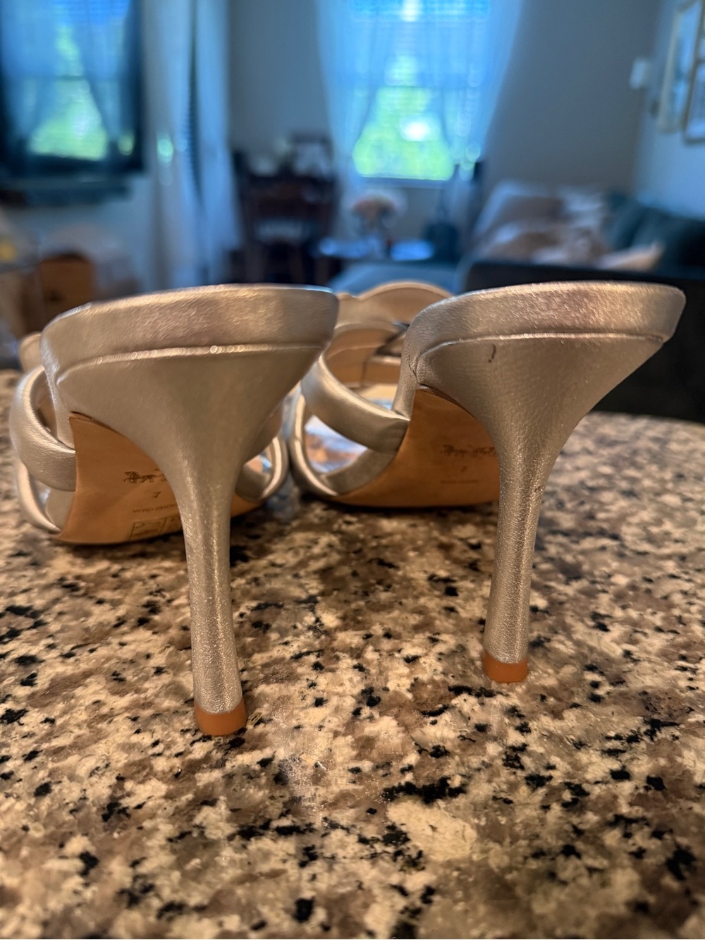 Coach Metallic Silver Knotted Slide Mules - Picture 5 of 5